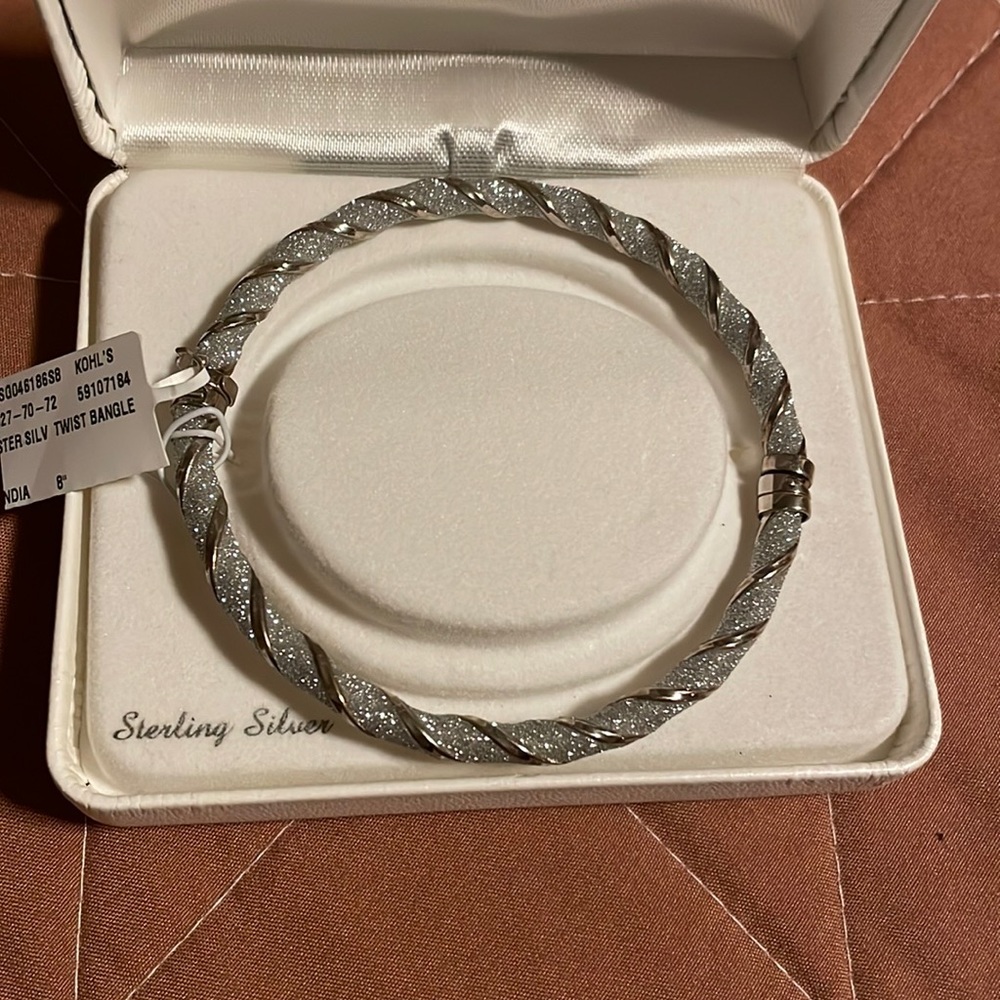 Sterling silver bangle twisted bracelet